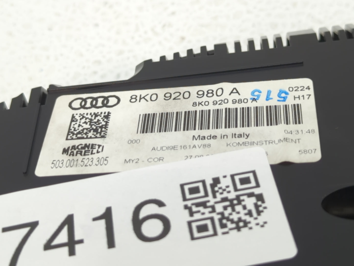 2009 Audi A4 Instrument Cluster Speedometer Gauges P/N:8K0 920 980 A Fits OEM Used Auto Parts - Oemusedautoparts1.com