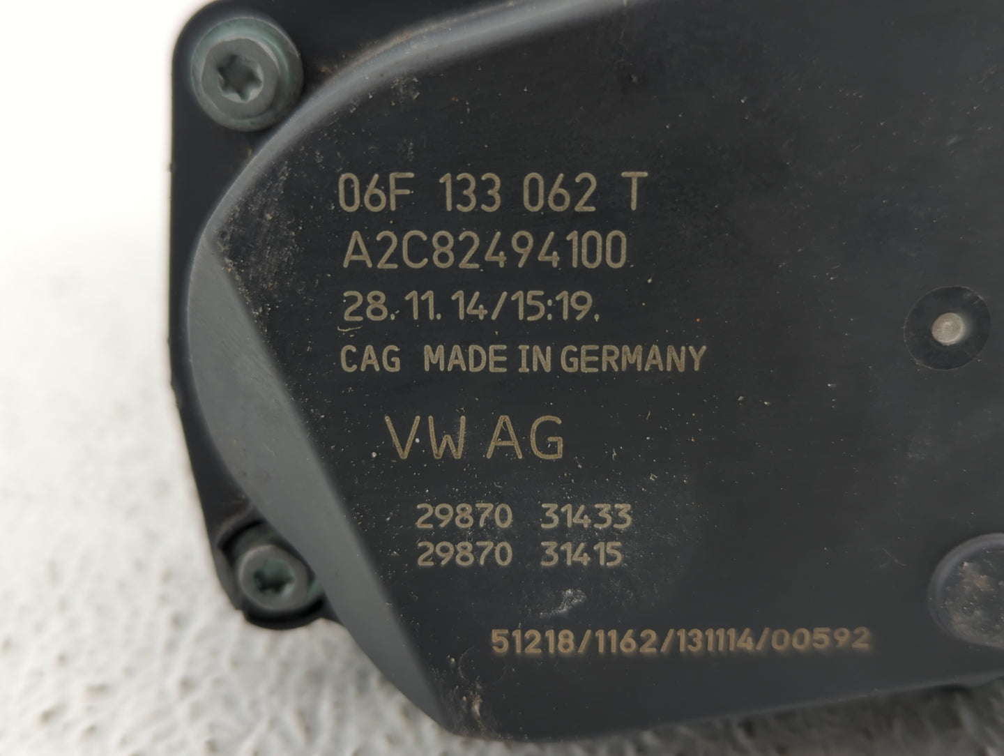2005-2016 Audi A4 Throttle Body P/N:06F 133 062 T 06F 133 062 Q Fits OEM Used Auto Parts - Oemusedautoparts1.com