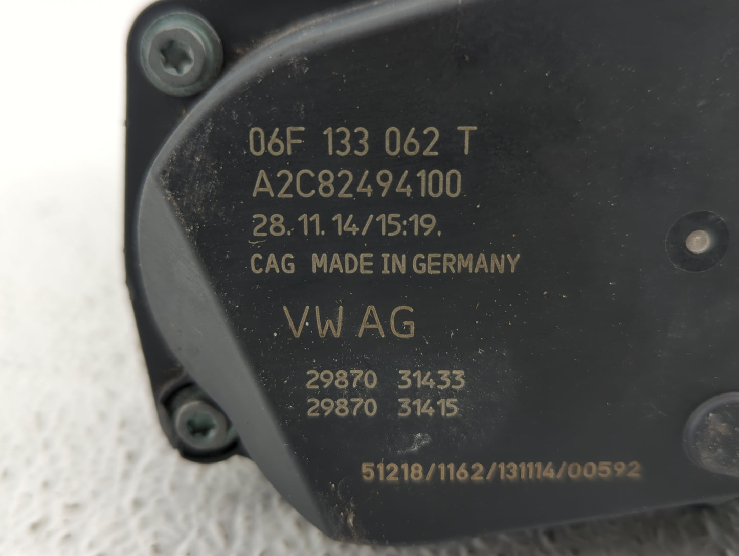 2005-2016 Audi A4 Throttle Body P/N:06F 133 062 T 06F 133 062 Q Fits OEM Used Auto Parts - Oemusedautoparts1.com