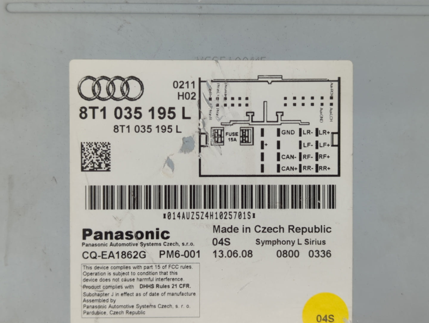 2009 Audi A4 Radio AM FM Cd Player Receiver Replacement P/N:8T1 035 195 L Fits OEM Used Auto Parts - Oemusedautoparts1.com