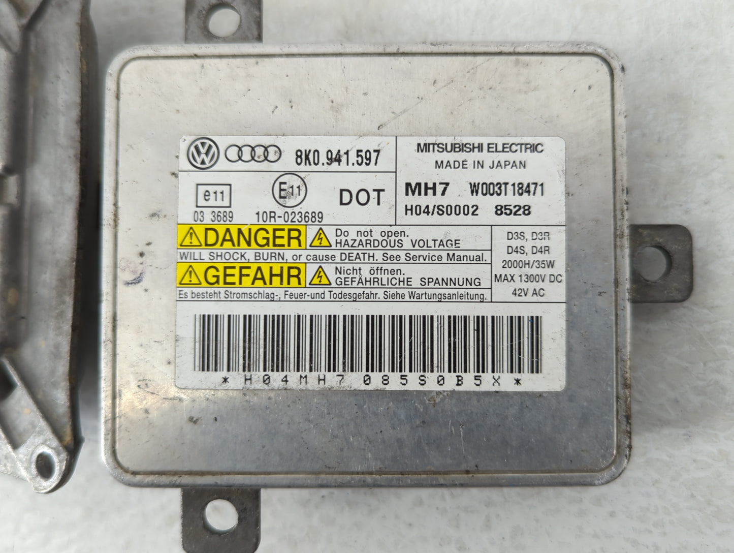 2004-2009 Audi A4 Headlight Ballast Head Light Silver Steel Metallic - Oemusedautoparts1.com