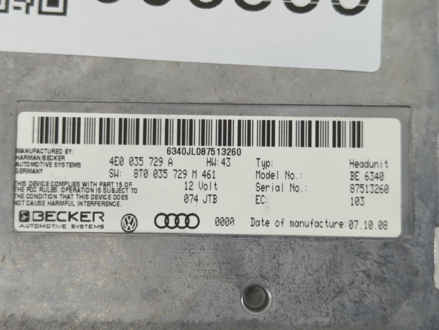 2009-2009 Audi A4 Am Fm Cd Player Radio Receiver - Oemusedautoparts1.com