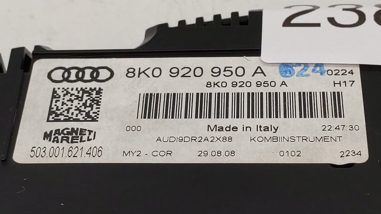 2009 Audi A4 Quattro Instrument Cluster Speedometer Gauges P/N:8K0 920 950 A 8K0920950A Fits OEM Used Auto Parts - Oemusedau