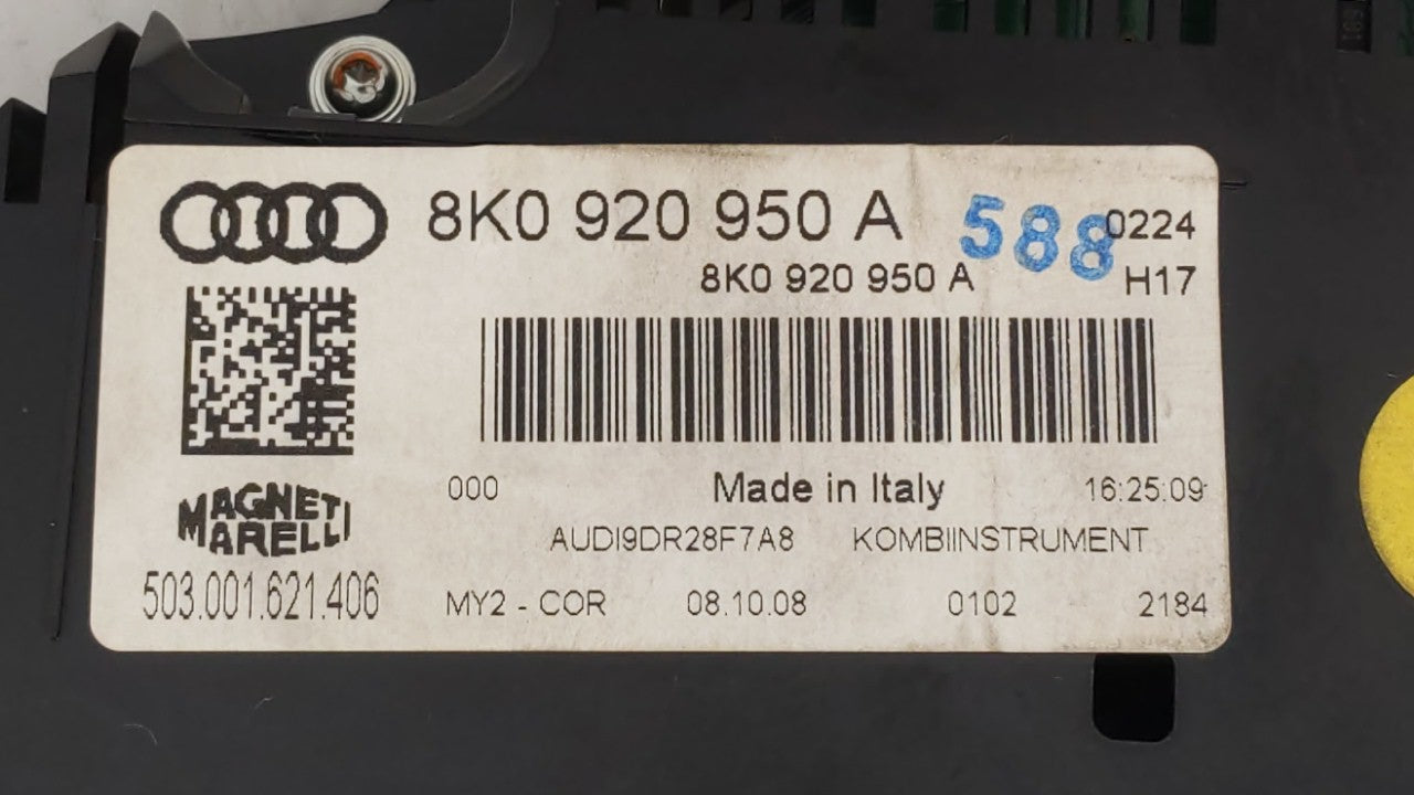 2009 Audi A4 Quattro Instrument Cluster Speedometer Gauges P/N:8K0 920 950 A 8K0920950A Fits OEM Used Auto Parts - Oemusedau
