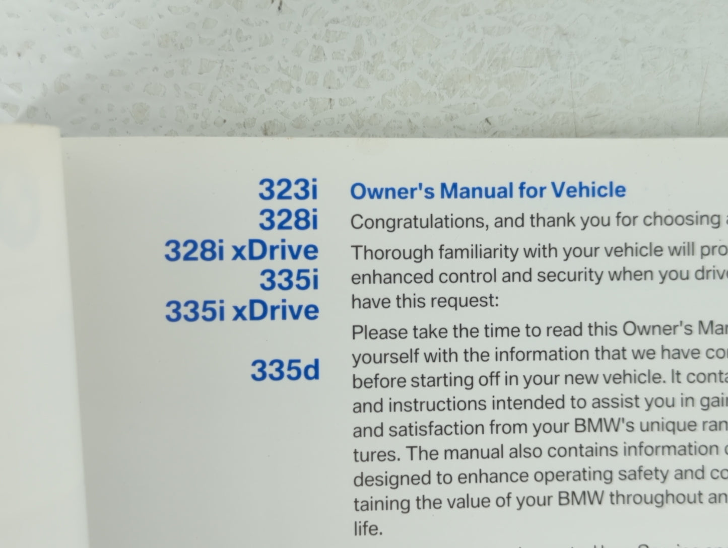 2009 Bmw 323i Owners Manual Book Guide OEM Used Auto Parts - Oemusedautoparts1.com