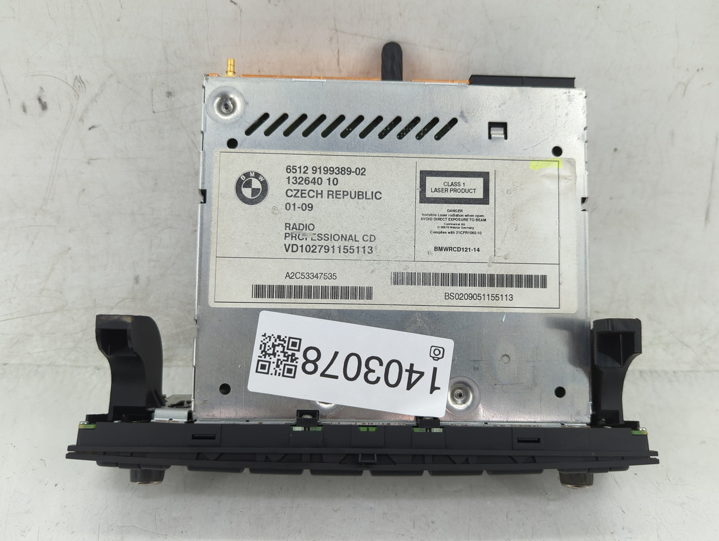 2008-2009 Bmw 328i Radio AM FM Cd Player Receiver Replacement P/N:9199389-02 Fits Fits 2008 2009 OEM Used Auto Parts - Oemus
