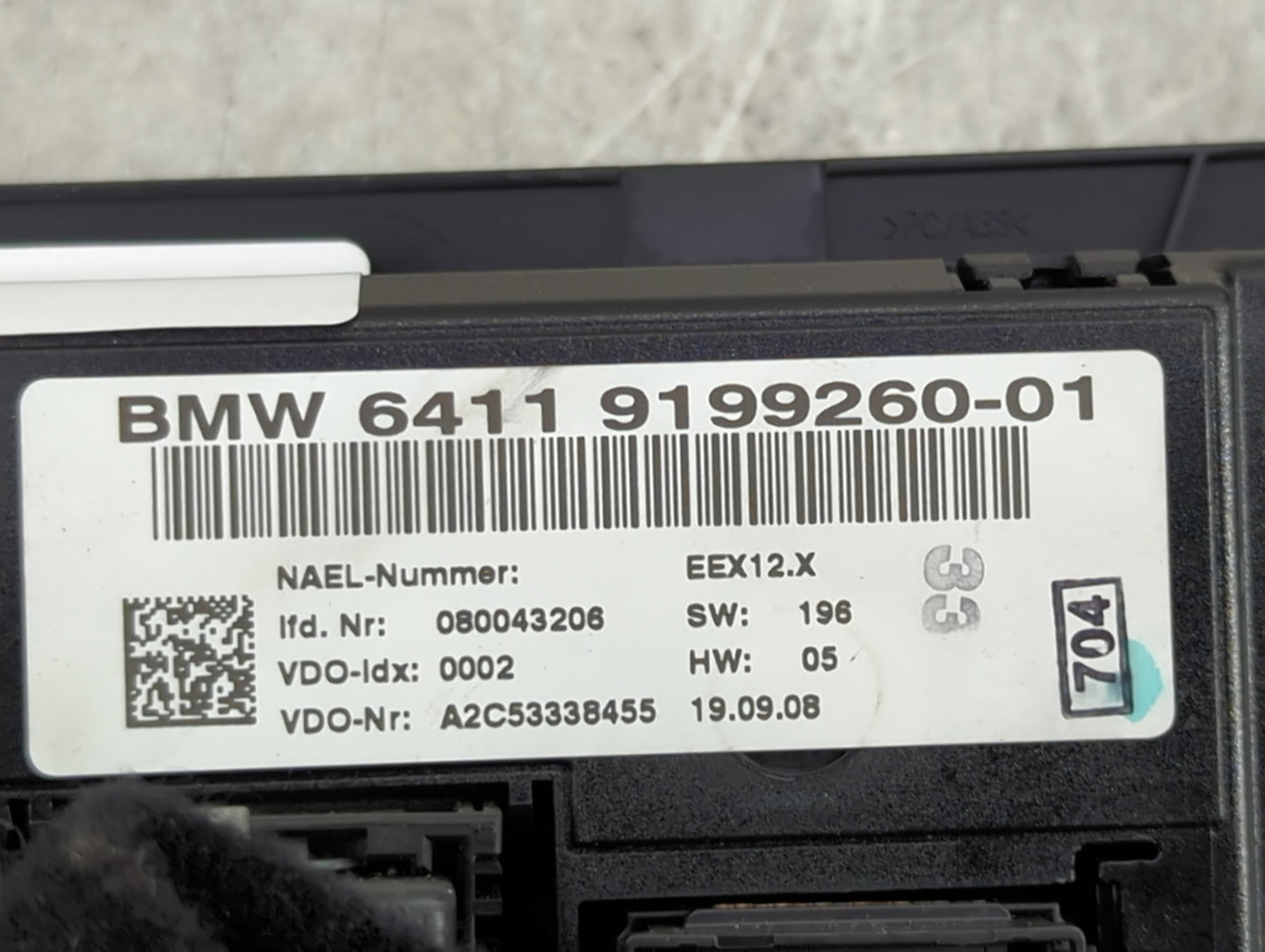 2007-2009 Bmw 328i Climate Control Module Temperature AC/Heater Replacement P/N:9199260-01 Fits Fits 2007 2008 2009 OEM Used