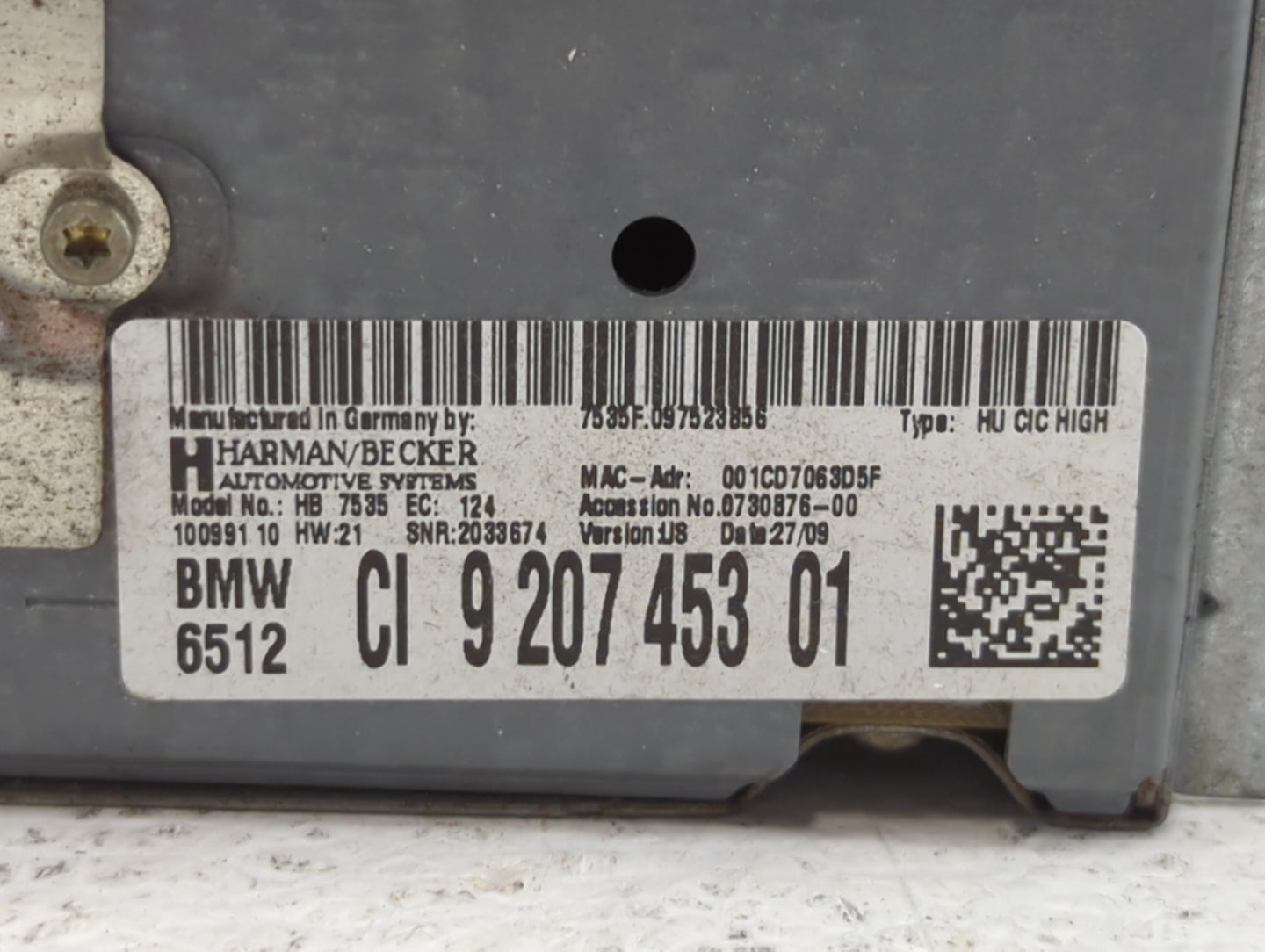 2009 Bmw 7 Series Am Fm Cd Player Radio Receiver - Oemusedautoparts1.com