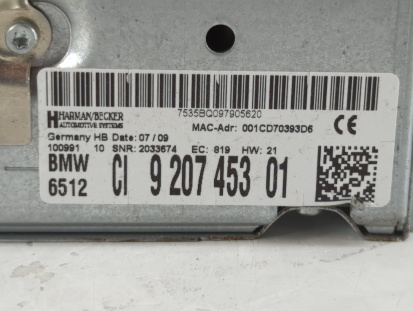 2009 Bmw 7 Series Radio AM FM Cd Player Receiver Replacement P/N:CI 9 207 453 01 Fits OEM Used Auto Parts - Oemusedautoparts