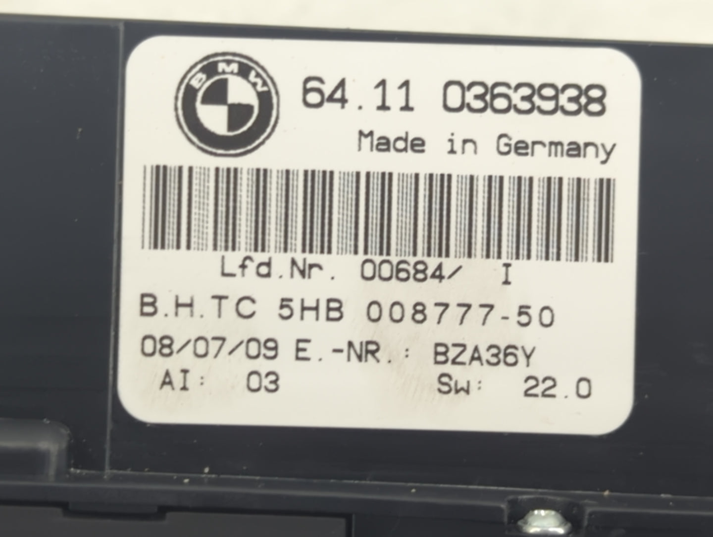 2004-2010 Bmw X3 Climate Control Module Temperature AC/Heater Replacement P/N:64110363938 5HB008777-50 Fits OEM Used Auto Pa