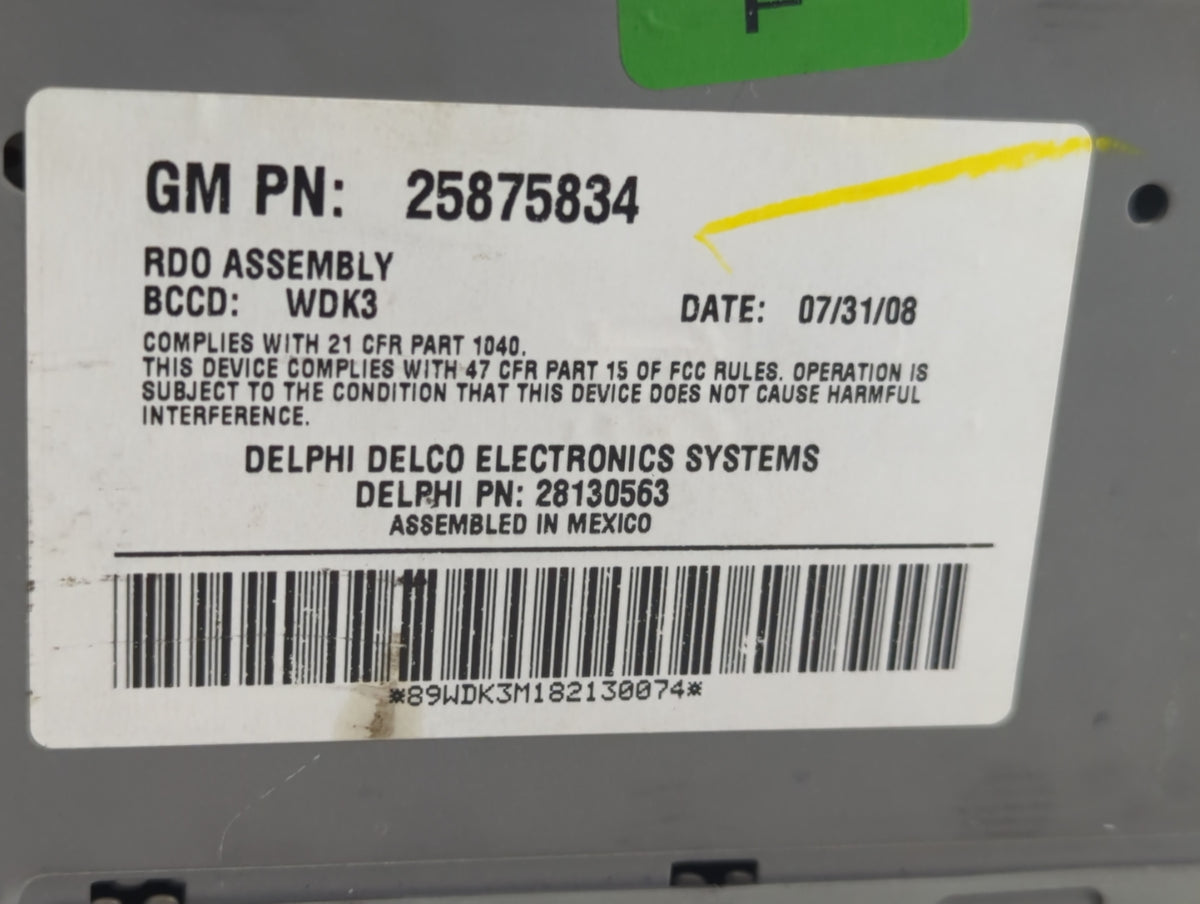 2009 Buick Allure Radio AM FM Cd Player Receiver Replacement P/N:25875834 OEM Used Auto Parts - Oemusedautoparts1.com