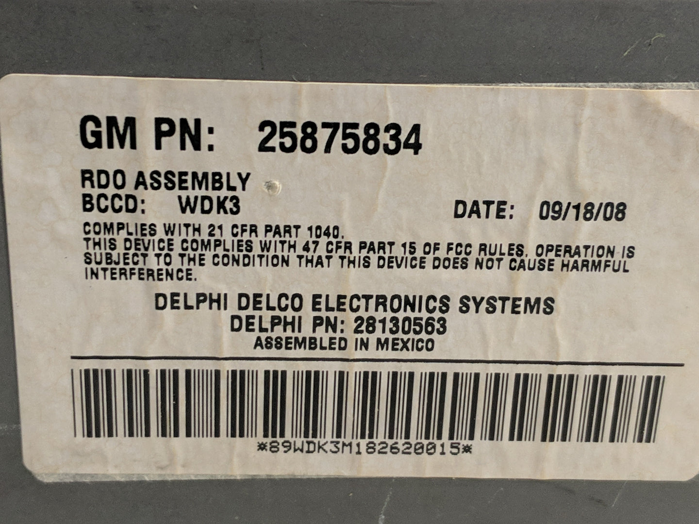 2007-2009 Buick Lacrosse Radio AM FM Cd Player Receiver Replacement P/N:25875834 Fits Fits 2007 2008 2009 OEM Used Auto Part