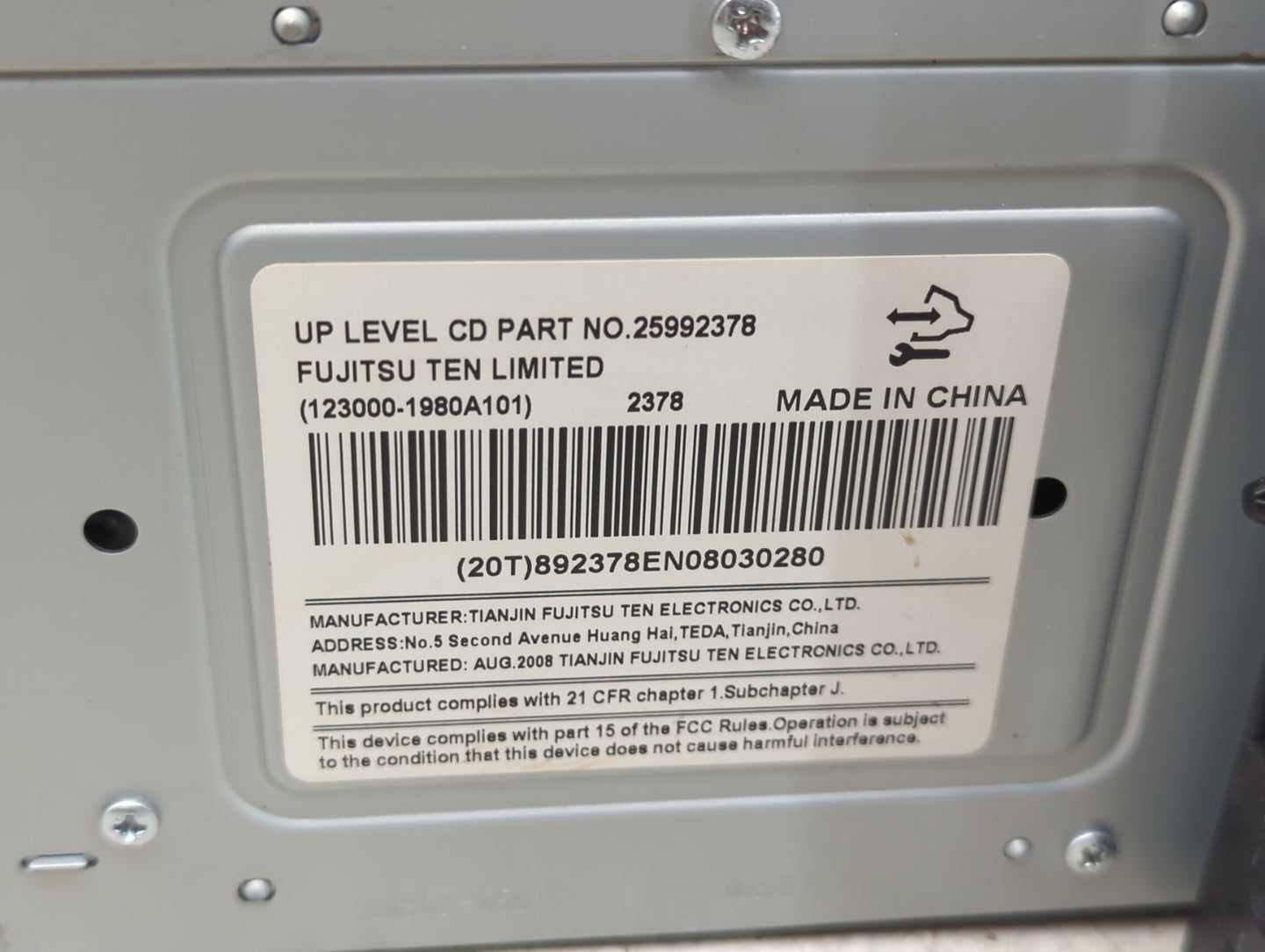 2009-2010 Buick Lucerne Radio AM FM Cd Player Receiver Replacement P/N:25992378 Fits Fits 2009 2010 OEM Used Auto Parts - Oe
