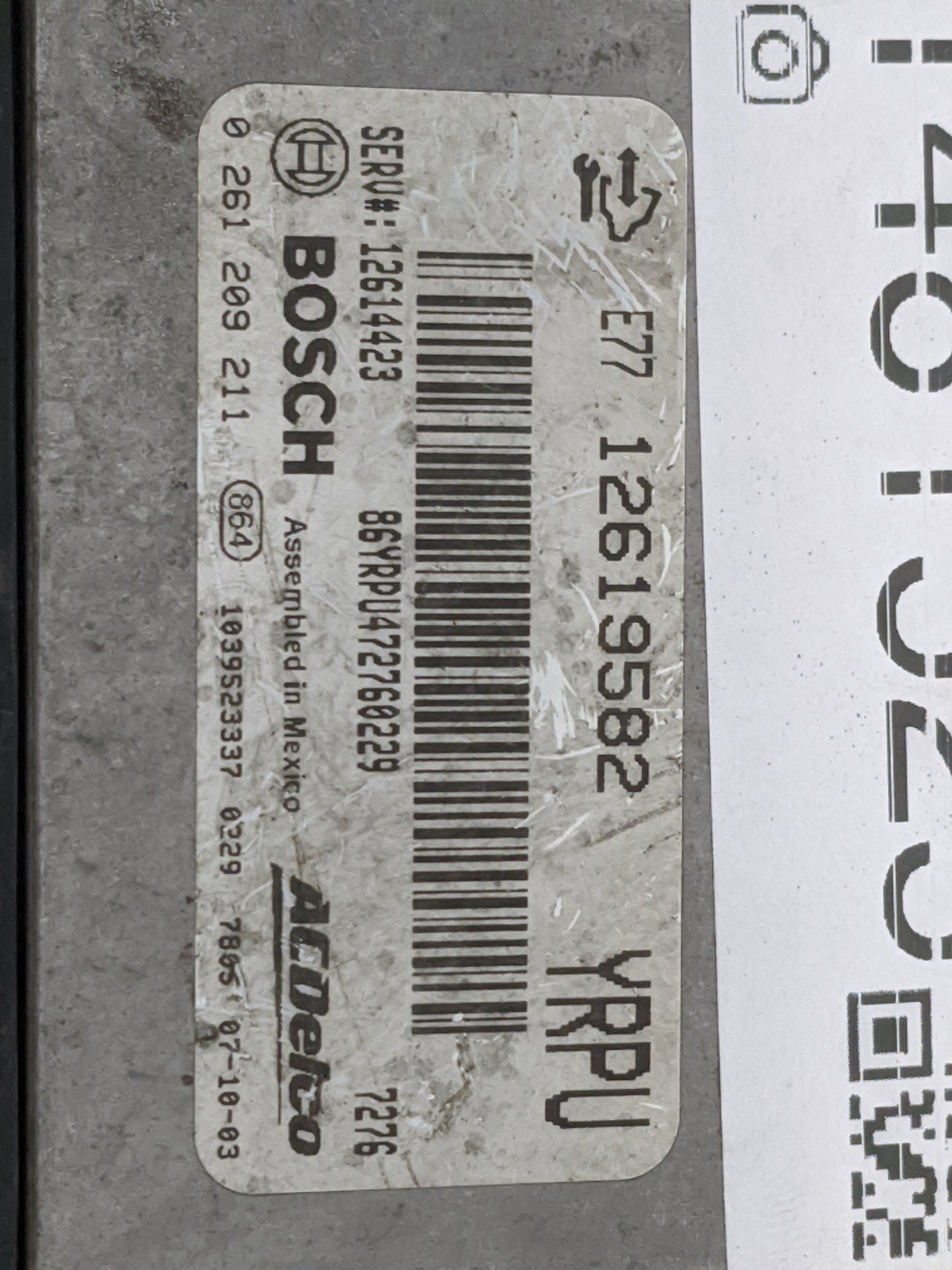 2008-2009 Cadillac Cts PCM Engine Control Computer ECU ECM PCU OEM P/N:12619582 12614423, 0261209211, E77 Fits Fits 2008 200