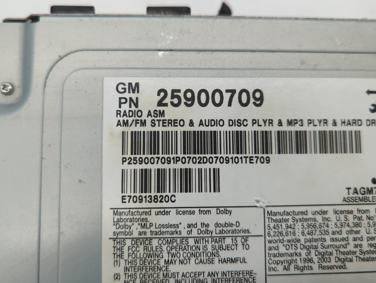2008-2010 Cadillac Cts Radio AM FM Cd Player Receiver Replacement P/N:25900709 25849793, 25904921 Fits Fits 2008 2009 2010 O