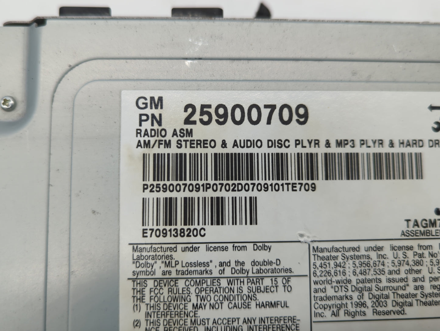 2008-2010 Cadillac Cts Radio AM FM Cd Player Receiver Replacement P/N:25900709 25849793, 25904921 Fits Fits 2008 2009 2010 O