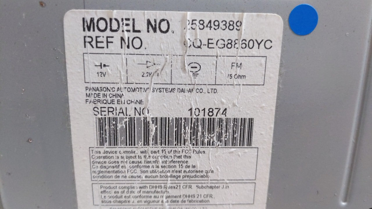 2008-2009 Cadillac Srx Radio AM FM Cd Player Receiver Replacement P/N:25849389 Fits Fits 2008 2009 2010 2011 OEM Used Auto P