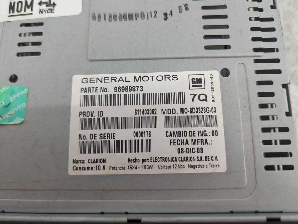 2009-2010 Chevrolet Aveo Radio AM FM Cd Player Receiver Replacement P/N:96989873 MO-8D3323G-03, 811403062 Fits Fits 2009 201