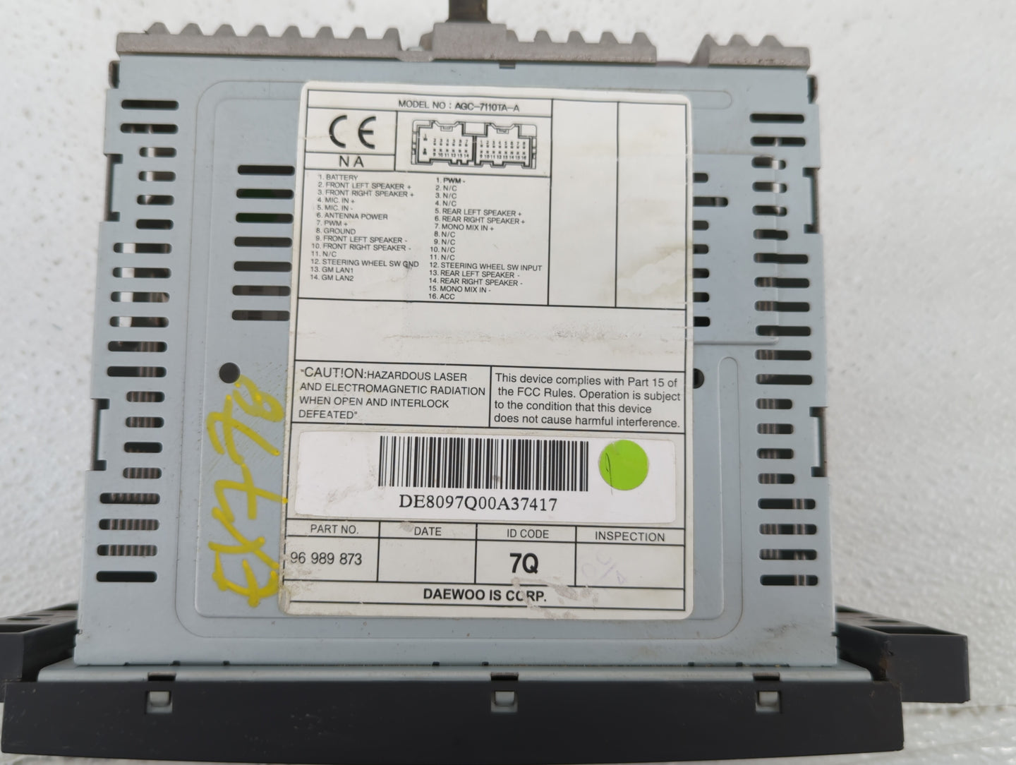 2009-2010 Chevrolet Aveo Radio AM FM Cd Player Receiver Replacement P/N:96 989 873 95 981 814, 95 961 414 Fits Fits 2009 201