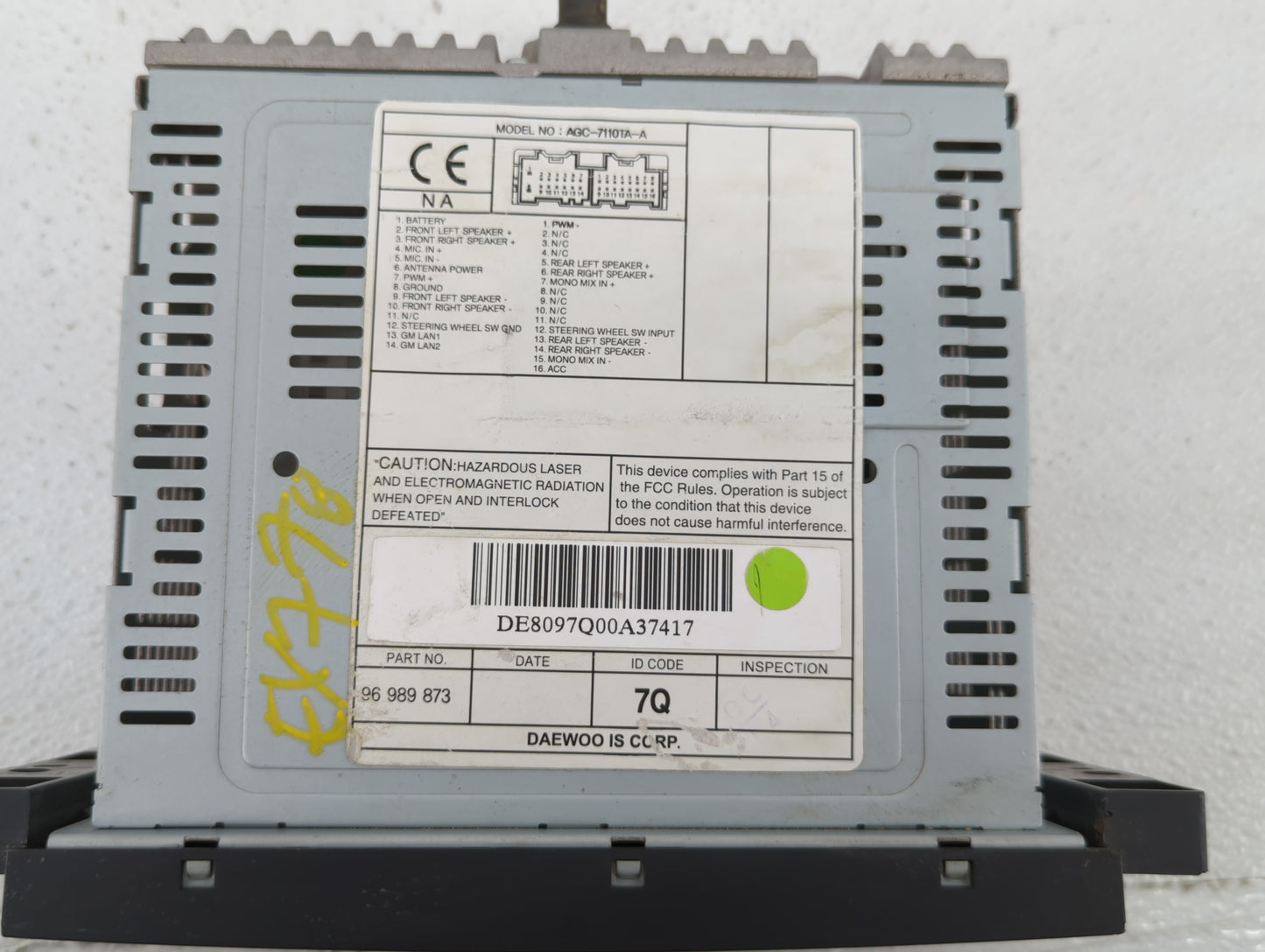 2009-2010 Chevrolet Aveo Radio AM FM Cd Player Receiver Replacement P/N:96 989 873 95 981 814, 95 961 414 Fits Fits 2009 201