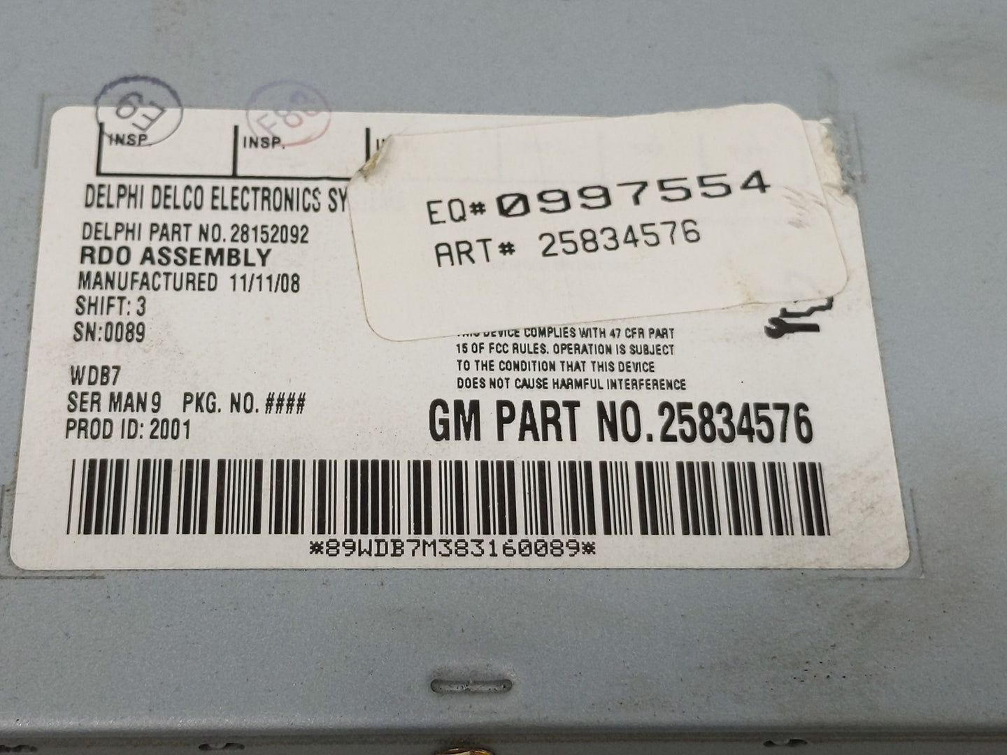 2009-2010 Chevrolet Cobalt Radio AM FM Cd Player Receiver Replacement P/N:25834576 20758188 Fits Fits 2009 2010 OEM Used Aut