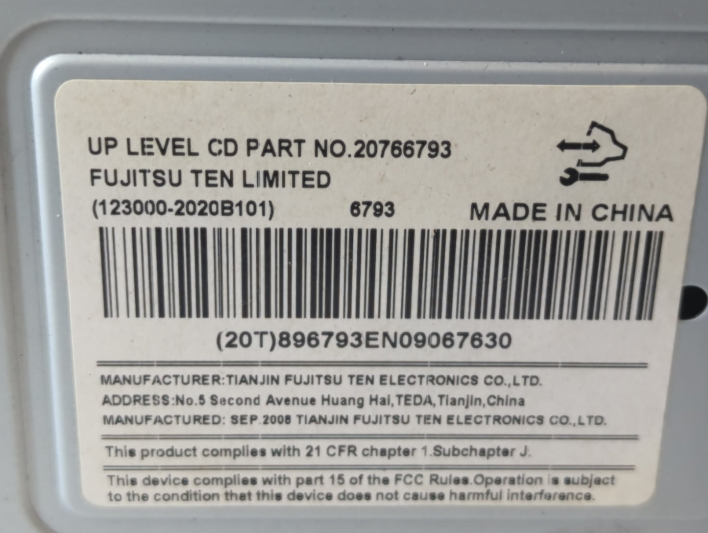 2009 Chevrolet Equinox Radio AM FM Cd Player Receiver Replacement P/N:20766793 Fits OEM Used Auto Parts - Oemusedautoparts1.