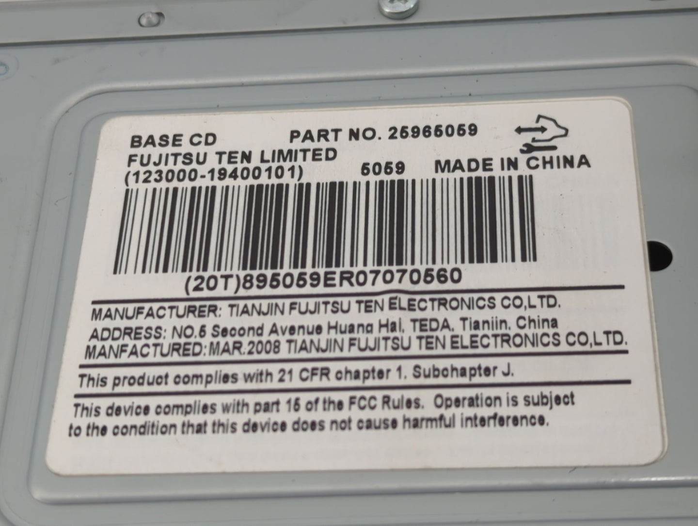 2009-2016 Chevrolet Impala Radio AM FM Cd Player Receiver Replacement P/N:25965059 Fits OEM Used Auto Parts - Oemusedautopar