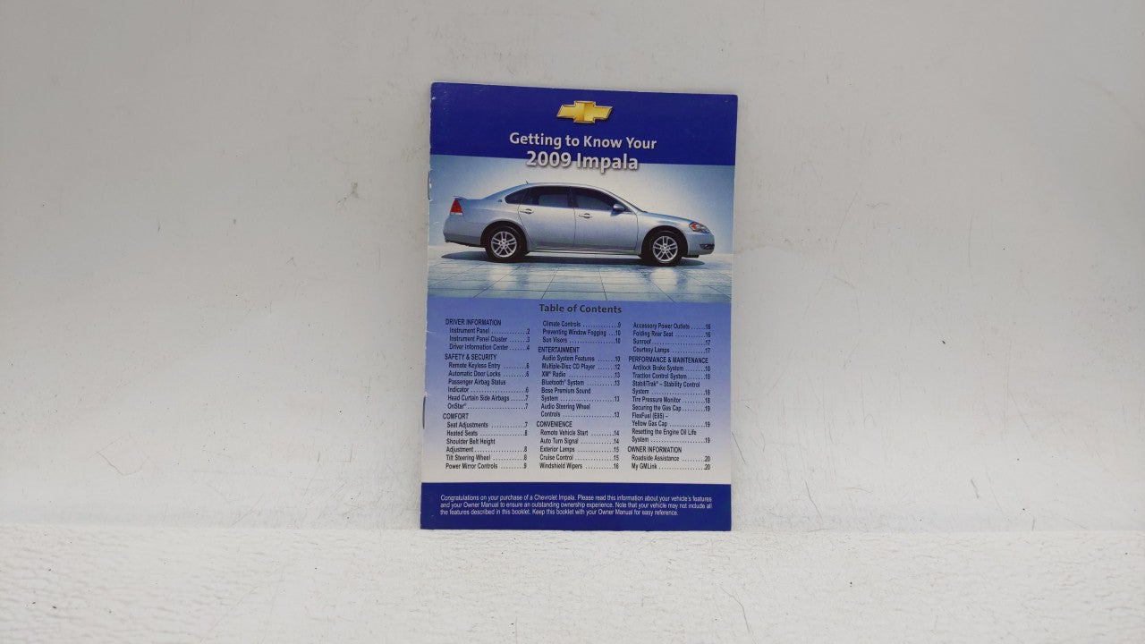 2009 Chevrolet Impala Owners Manual Book Guide OEM Used Auto Parts - Oemusedautoparts1.com