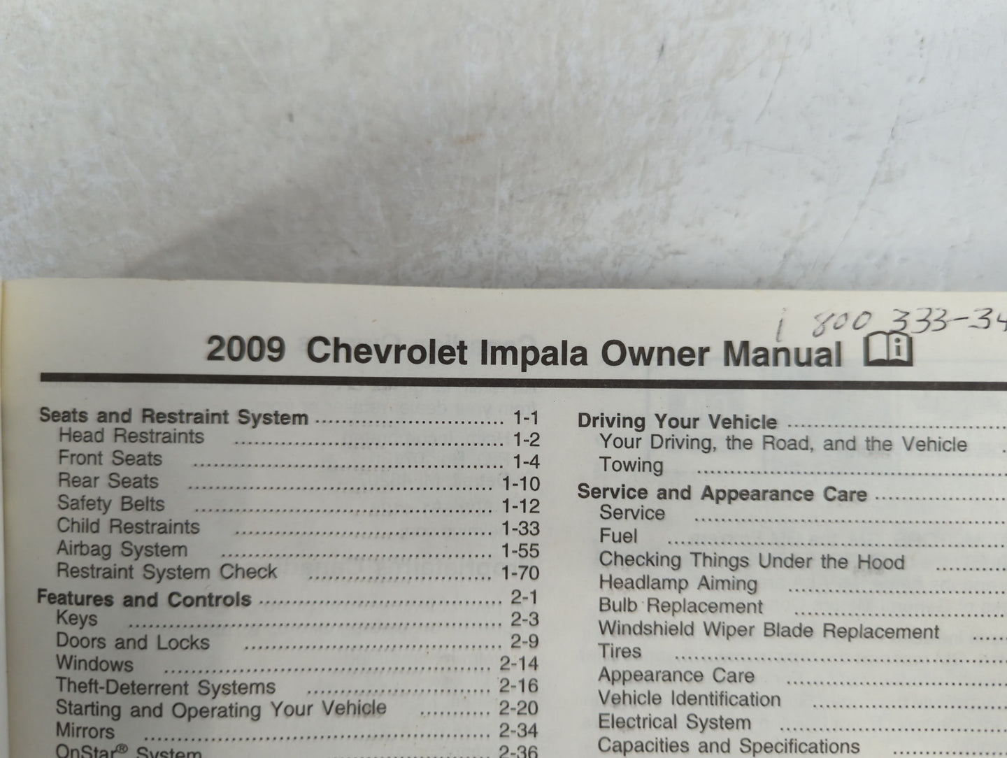 2009 Chevrolet Impala Owners Manual Book Guide P/N:25783631 OEM Used Auto Parts - Oemusedautoparts1.com