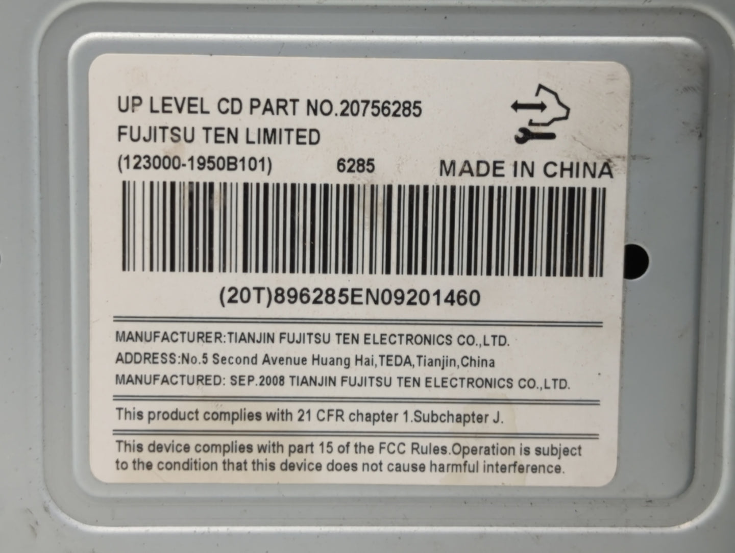 2009-2010 Chevrolet Impala Radio AM FM Cd Player Receiver Replacement P/N:20756285 Fits Fits 2009 2010 OEM Used Auto Parts -