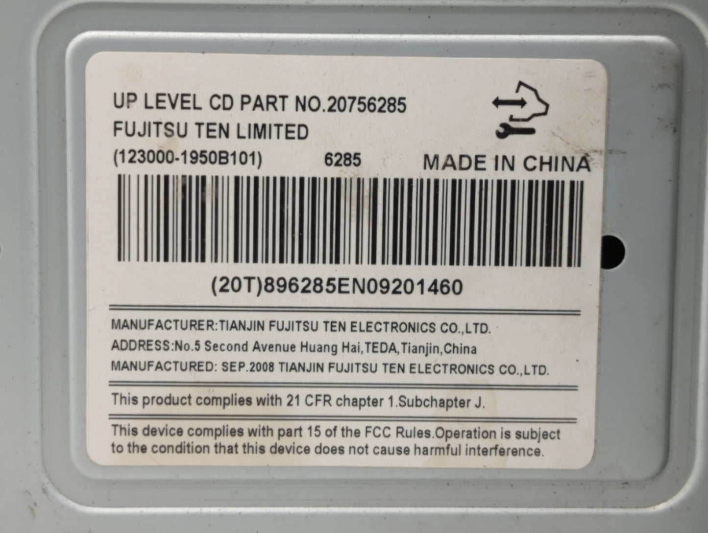 2009-2010 Chevrolet Impala Radio AM FM Cd Player Receiver Replacement P/N:20756285 Fits Fits 2009 2010 OEM Used Auto Parts -