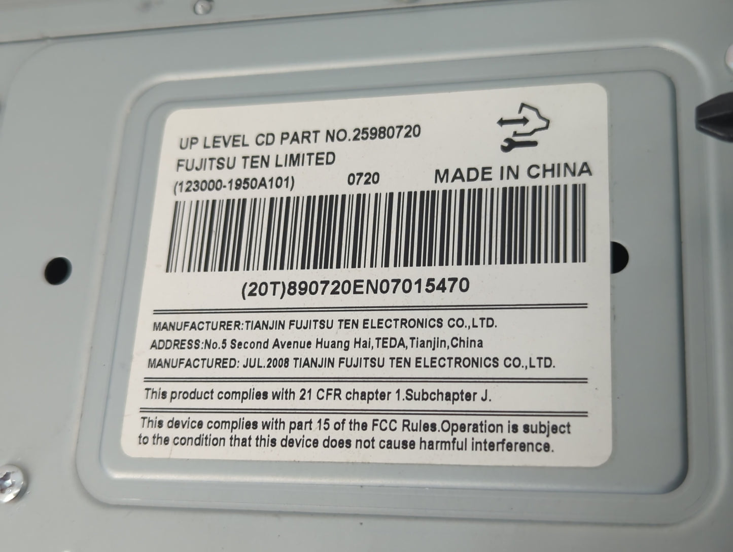 2009 Chevrolet Impala Radio AM FM Cd Player Receiver Replacement P/N:25980720 Fits OEM Used Auto Parts - Oemusedautoparts1.c