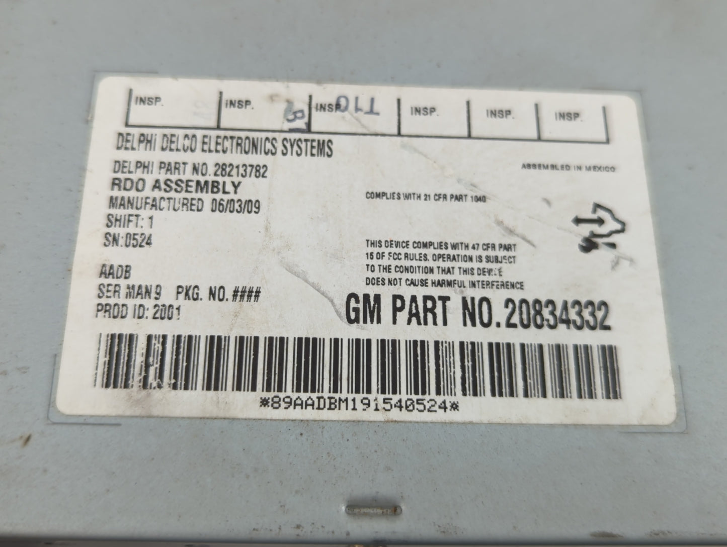 2009 Chevrolet Malibu Radio AM FM Cd Player Receiver Replacement P/N:20834332 Fits OEM Used Auto Parts - Oemusedautoparts1.c