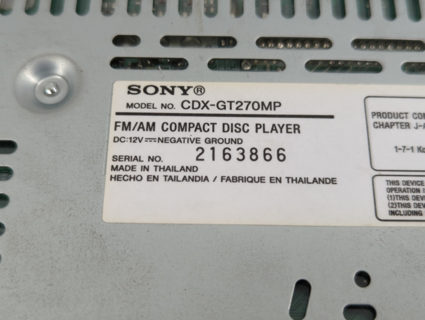 2009 Chevrolet Malibu Radio AM FM Cd Player Receiver Replacement P/N:2163866 Fits OEM Used Auto Parts - Oemusedautoparts1.co