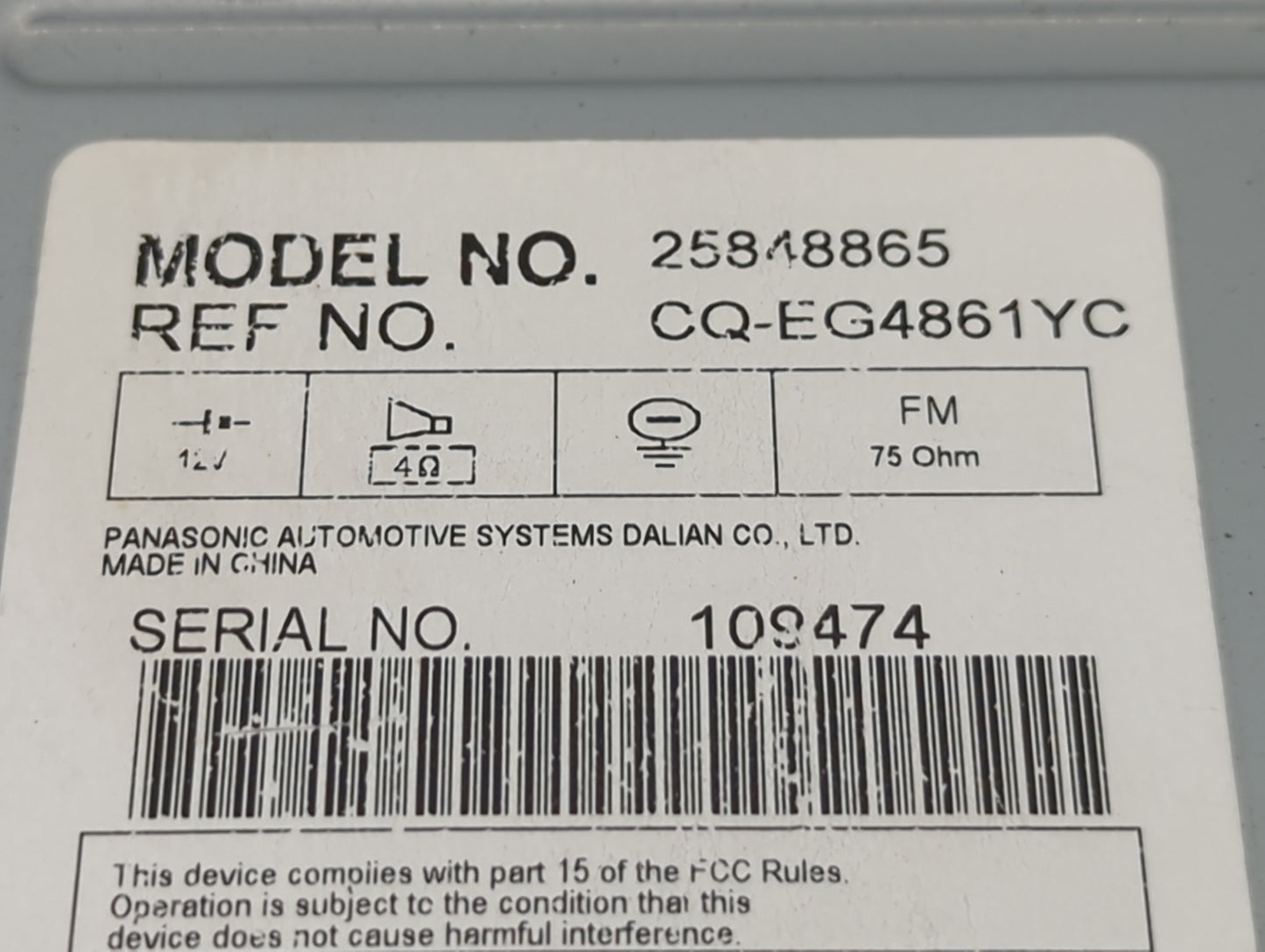 2009 Chevrolet Malibu Radio AM FM Cd Player Receiver Replacement P/N:25848865 Fits OEM Used Auto Parts - Oemusedautoparts1.c
