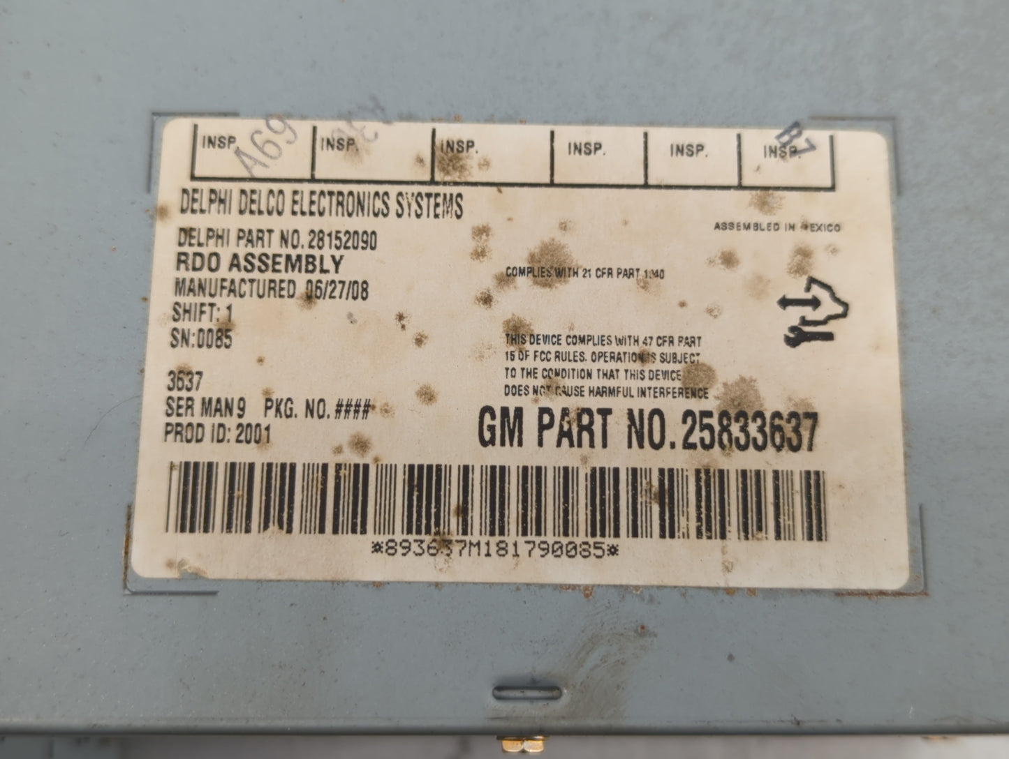 2009-2012 Chevrolet Malibu Radio AM FM Cd Player Receiver Replacement P/N:25833637 Fits Fits 2009 2010 2011 2012 OEM Used Au