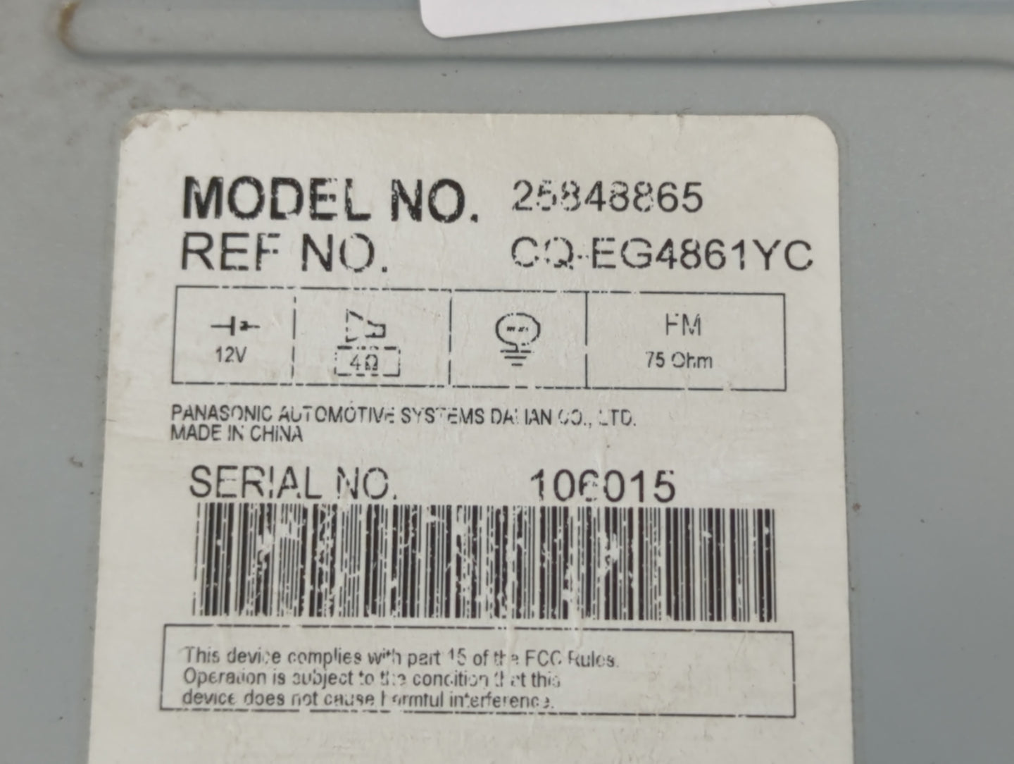 2009 Chevrolet Malibu Radio AM FM Cd Player Receiver Replacement P/N:25848865 Fits OEM Used Auto Parts - Oemusedautoparts1.c