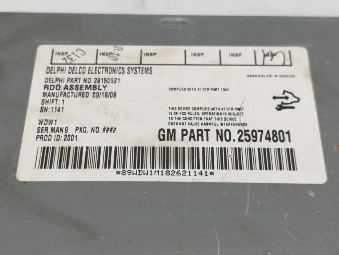 2007-2013 Chevrolet Silverado 1500 Radio AM FM Cd Player Receiver Replacement P/N:28150521 25974801 Fits OEM Used Auto Parts