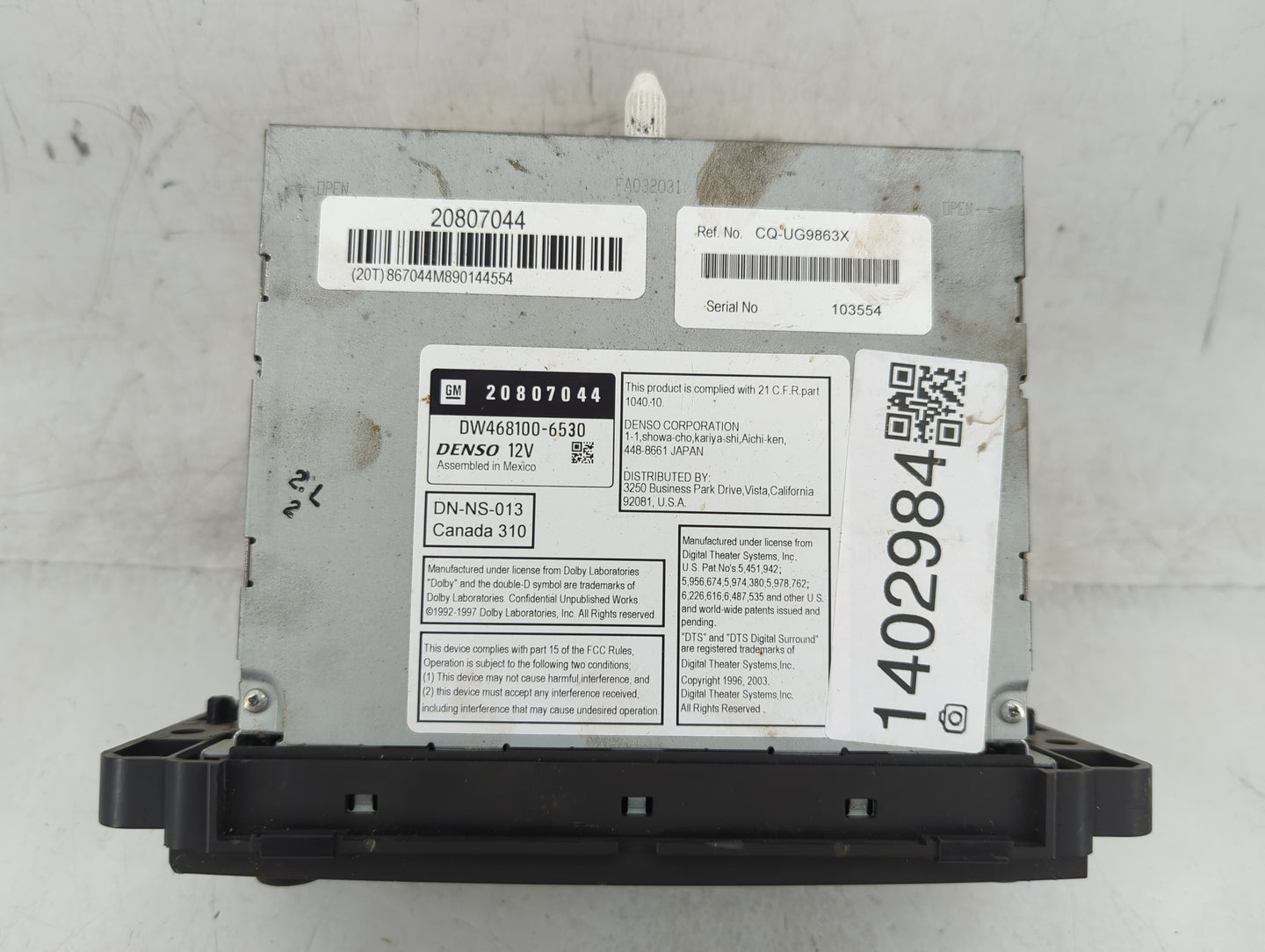 2009 Chevrolet Suburban 1500 Radio AM FM Cd Player Receiver Replacement P/N:DW468100-6530 20807044 Fits Fits 2008 OEM Used A