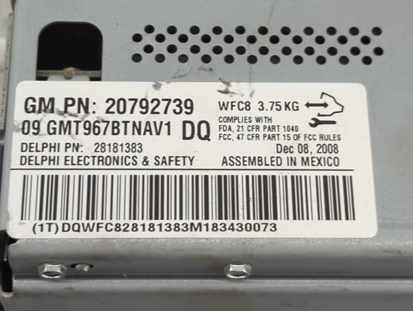 2009 Chevrolet Traverse Radio AM FM Cd Player Receiver Replacement P/N:20792739 28181383, 09GMT967BTNAV1 Fits OEM Used Auto 