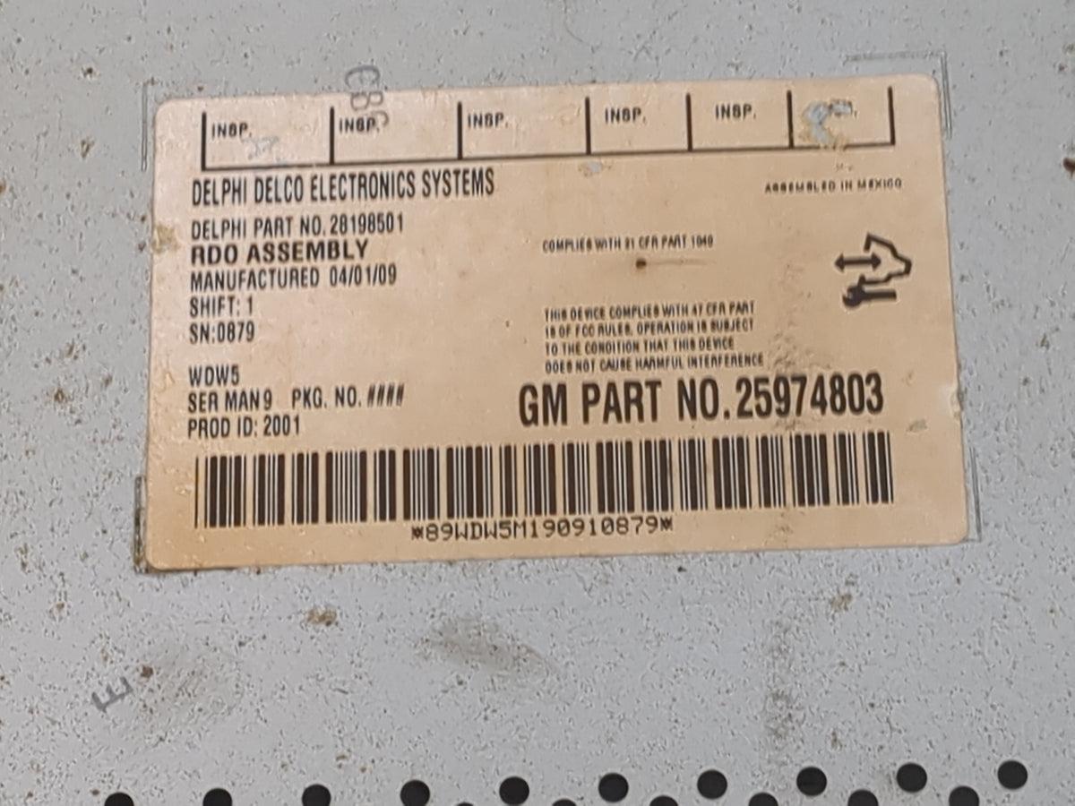 2009 Chevrolet Traverse Radio AM FM Cd Player Receiver Replacement P/N:28198501 25974803 Fits OEM Used Auto Parts - Oemuseda