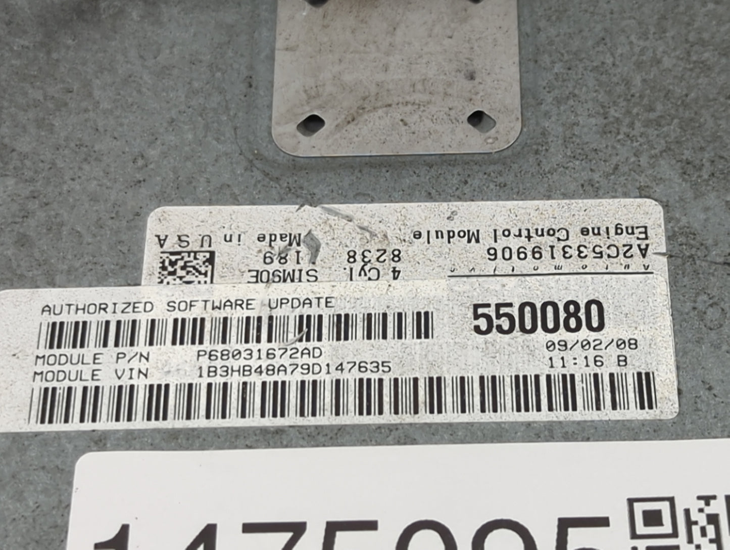 2007-2010 Dodge Caliber PCM Engine Control Computer ECU ECM PCU OEM P/N:P68031672AD A2C53319906 Fits Fits 2007 2008 2009 201