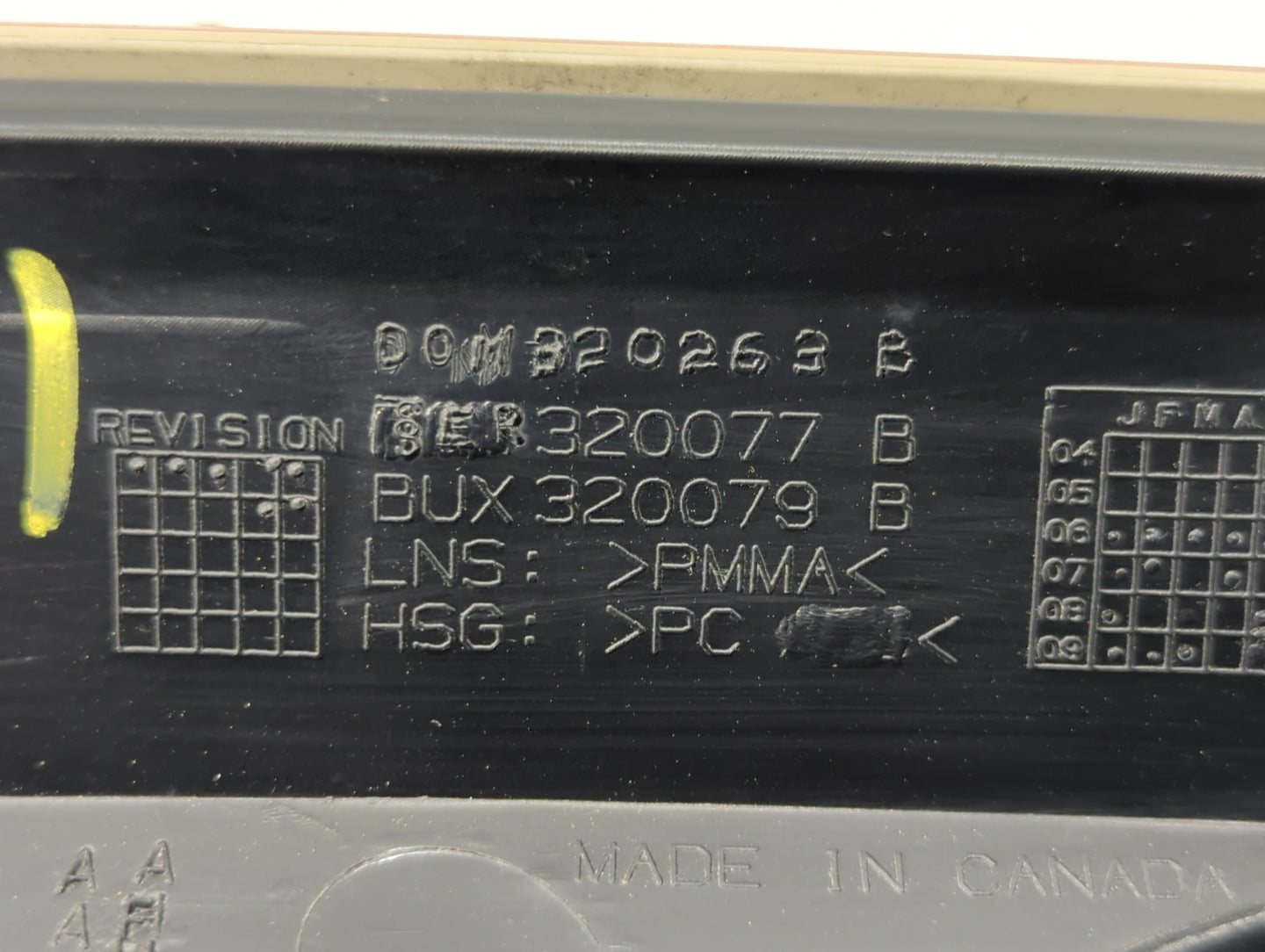 2008-2012 Dodge Caliber Tail Light Assembly Driver Left OEM P/N:320077 5160361 AA, 5303881 AH Fits Fits 2008 2009 2010 2011 