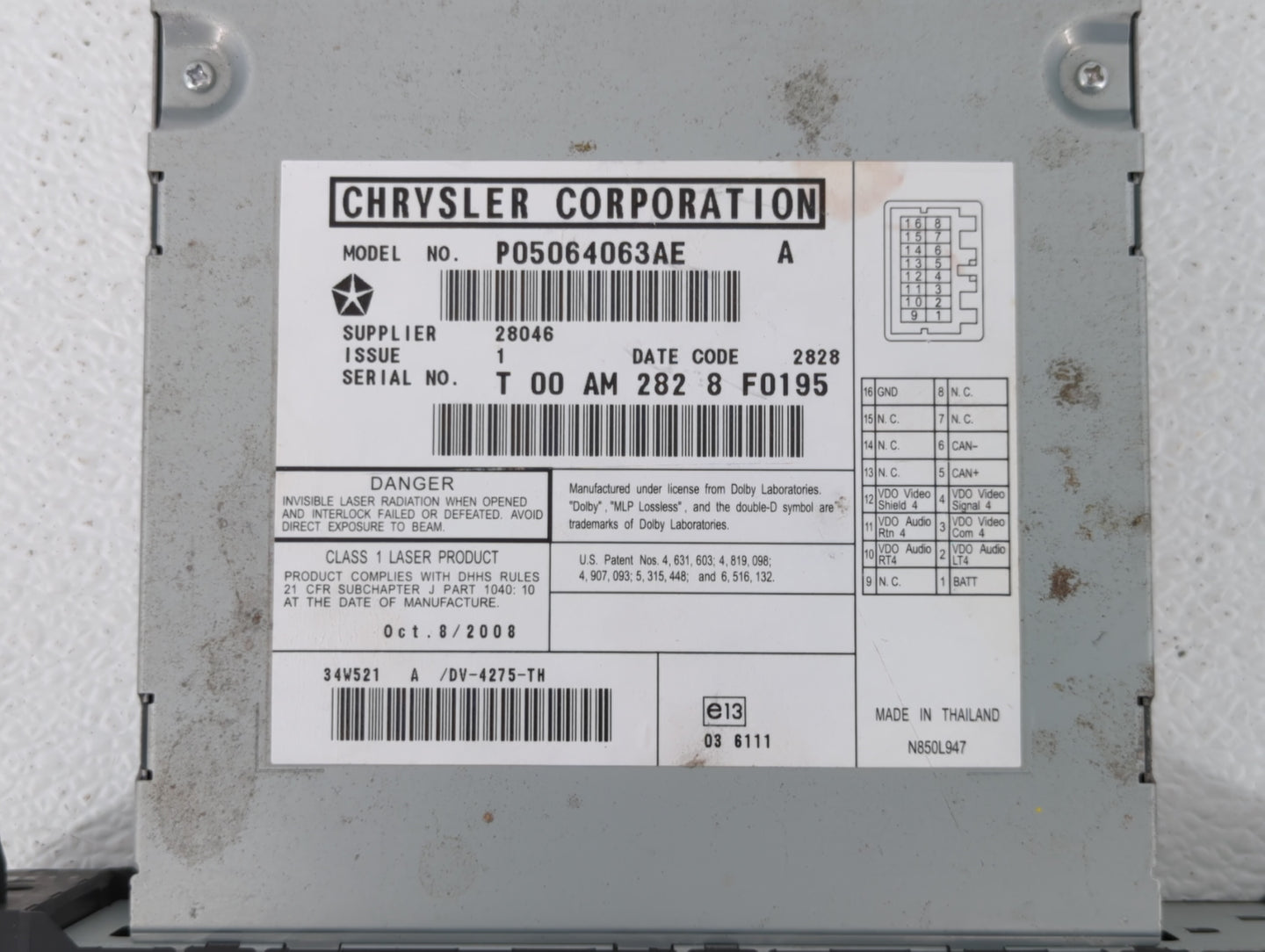 2008-2012 Dodge Grand Caravan Information Display Screen - Oemusedautoparts1.com