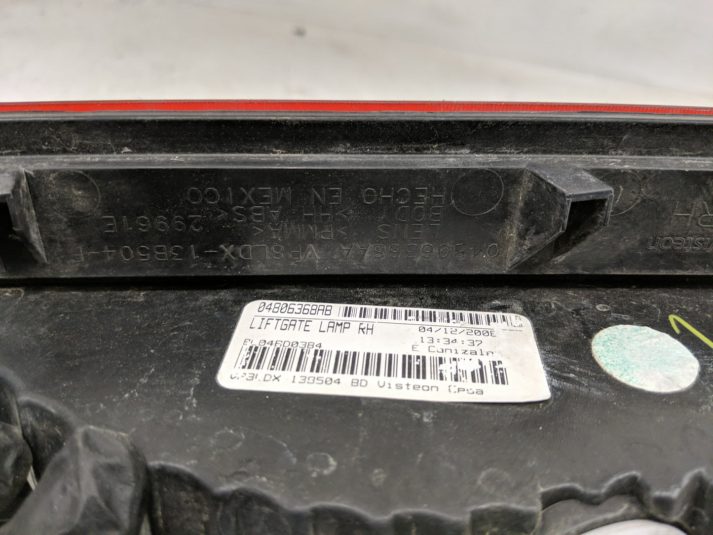 2009 Dodge Journey Tail Light Assembly Passenger Right OEM P/N:04806368AB Fits OEM Used Auto Parts - Oemusedautoparts1.com