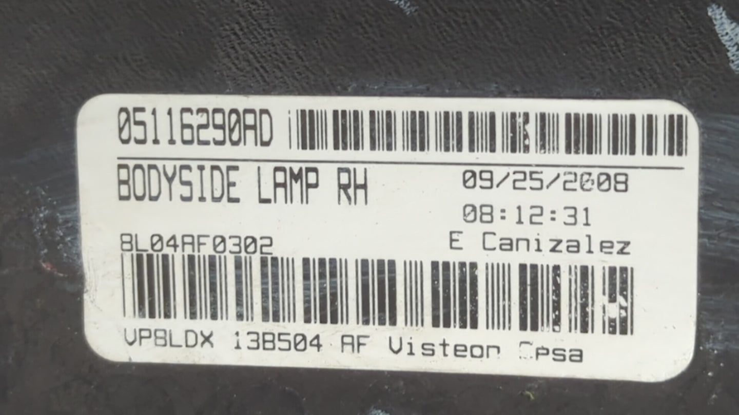 2009 Dodge Journey Tail Light Assembly Passenger Right OEM P/N:05116290AE 05067785AB, 05067784AB, 05116290AD Fits OEM Used A