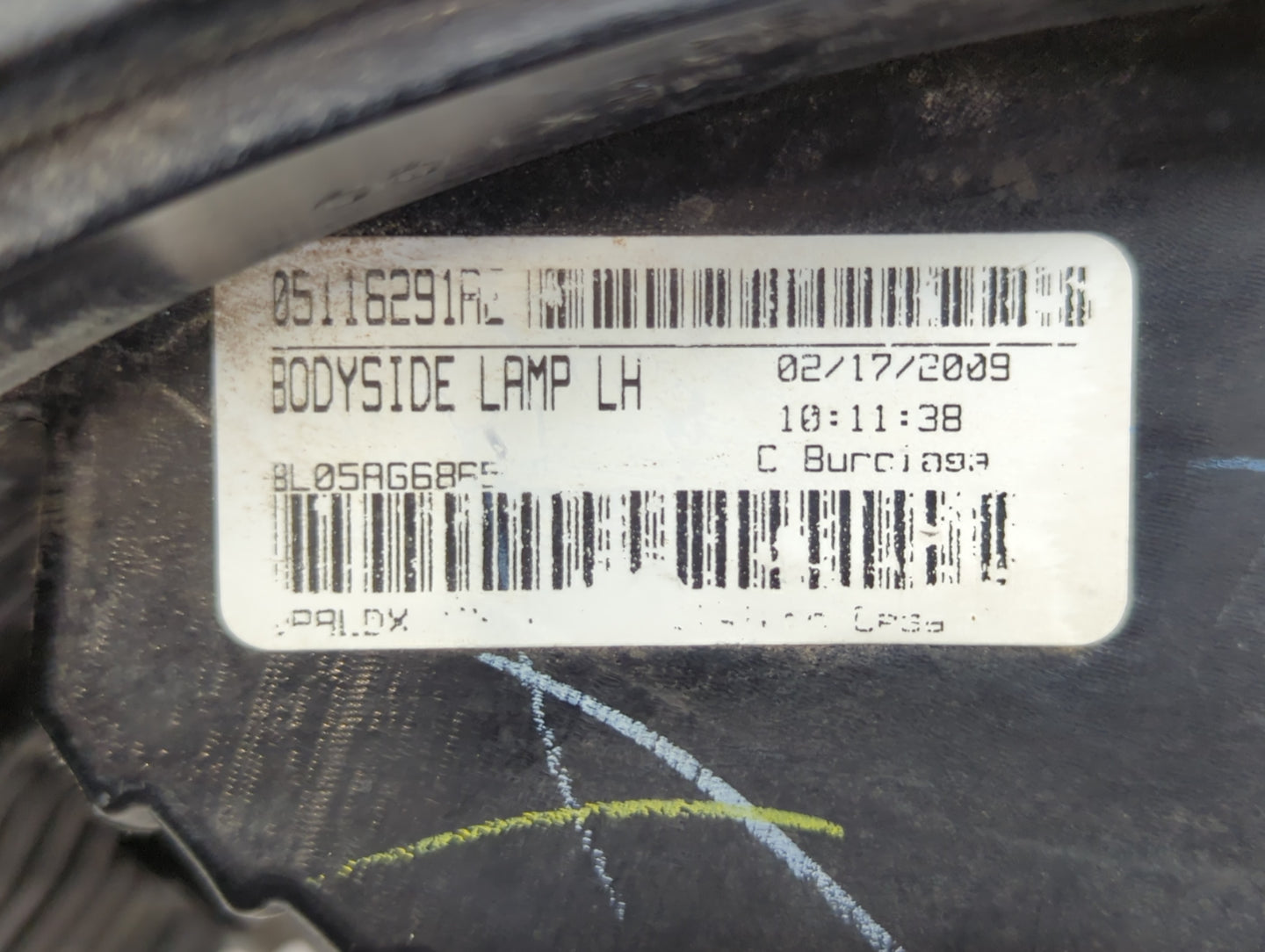 2009 Dodge Journey Tail Light Assembly Driver Left OEM P/N:05116291AE 05067785AB Fits OEM Used Auto Parts - Oemusedautoparts