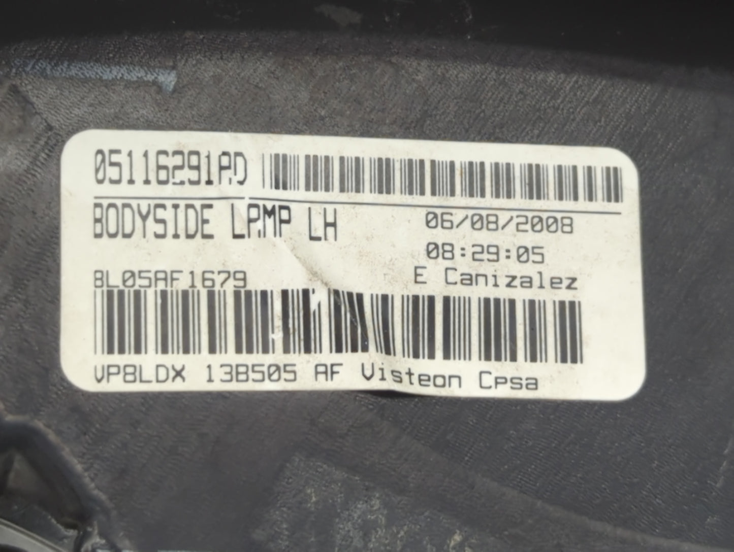 2009 Dodge Journey Tail Light Assembly Driver Left OEM P/N:05116291AE 05067785AB Fits OEM Used Auto Parts - Oemusedautoparts