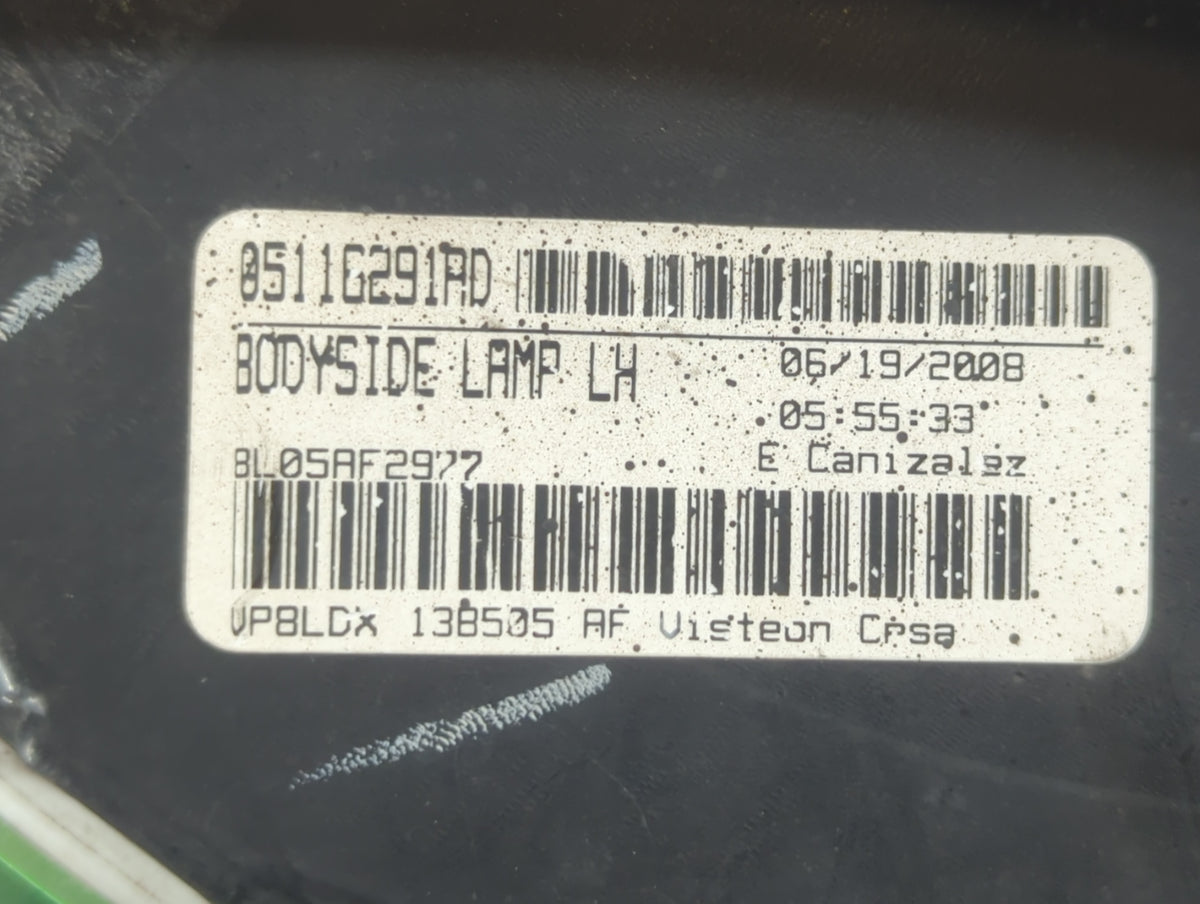 2009 Dodge Journey Tail Light Assembly Driver Left OEM P/N:05116291AD Fits OEM Used Auto Parts - Oemusedautoparts1.com