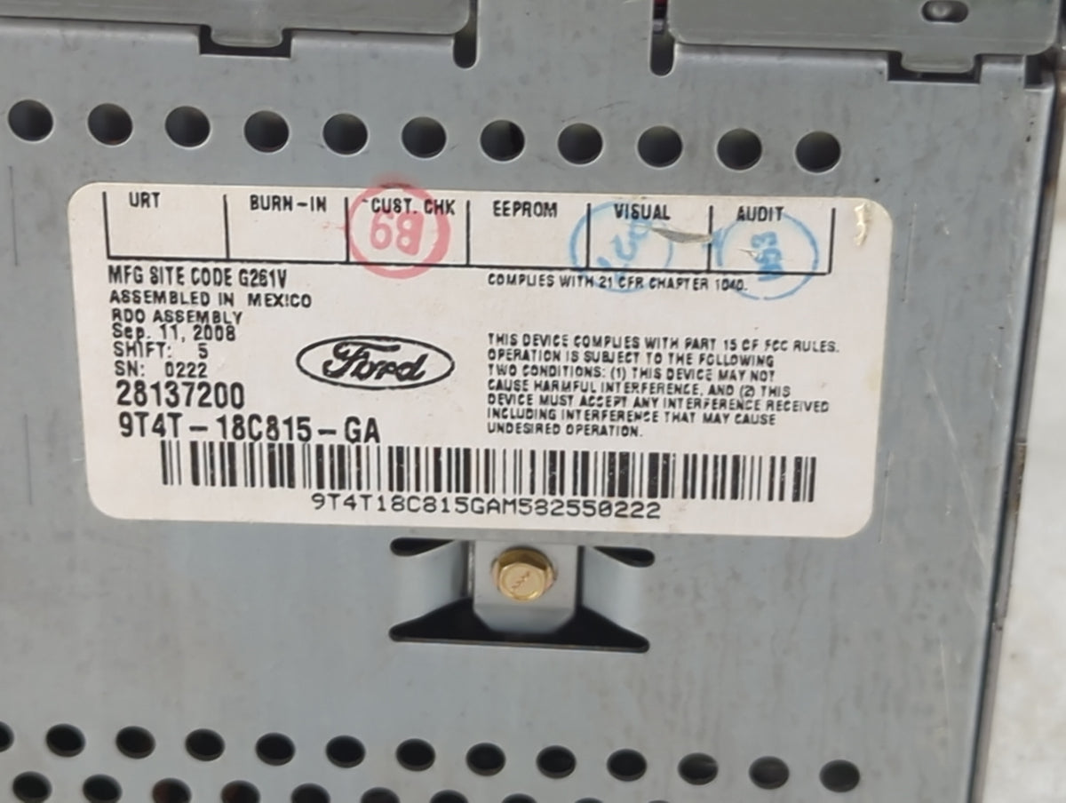 2009 Ford Edge Radio AM FM Cd Player Receiver Replacement P/N:9T4T-18C815-GA Fits OEM Used Auto Parts - Oemusedautoparts1.co